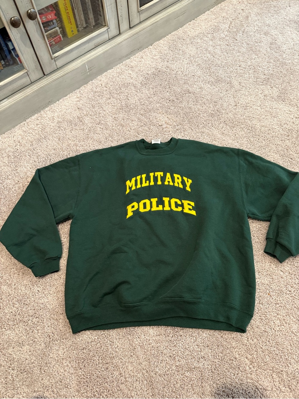 Military Police Embroidered Green Crewneck Sweatshirt Size XL